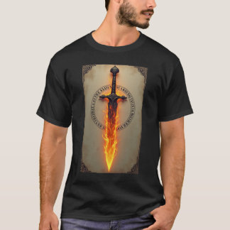 Camiseta Runas Ígneas: Espada Mística en Llamas