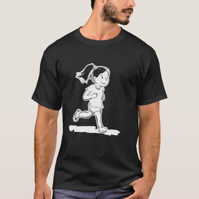 Camiseta Runner Girl Cartoon Style Jogger Racewalking (Anverso)