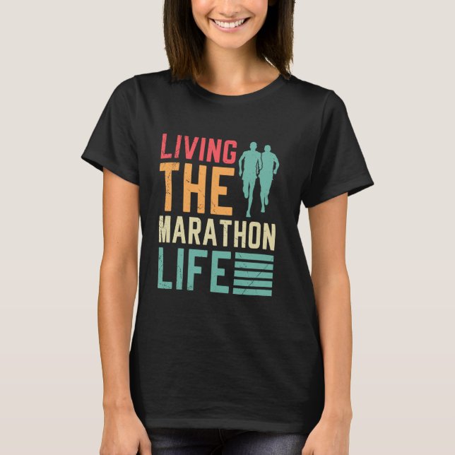 Camiseta Runners LIVING THIS MARATHON LIFE Funny Marathon (Anverso)