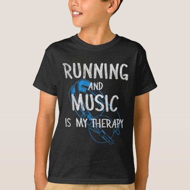 Camiseta Running And Music Is My Therapy Headphones Design  (Anverso)