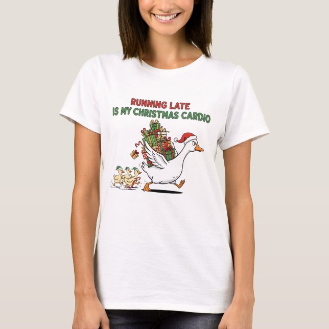 Camiseta Running Late Is My Christmas Cardio – Funny Goose (Anverso)