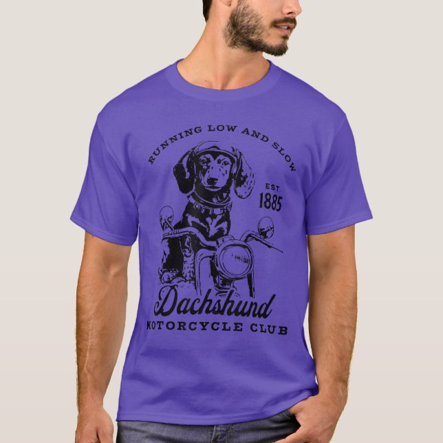 Camiseta Running Low and Slow Dachshund Motorcycle Club Fun (Anverso)