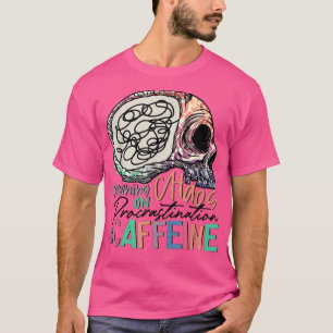 Camiseta Running on Chaos Procrastination Caffeine Skeleton