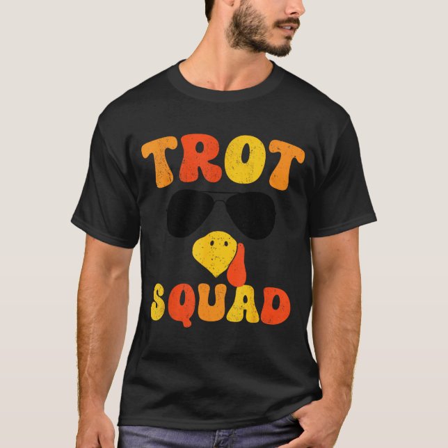 Camiseta Running Turkey Sungles Trot Squad Thanksgiving  (Anverso)