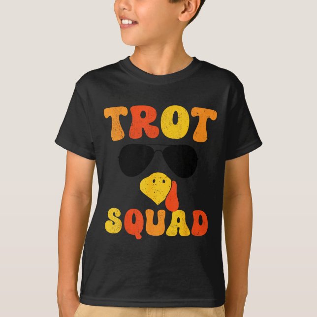 Camiseta Running Turkey Sungles Trot Squad Thanksgiving  (Anverso)