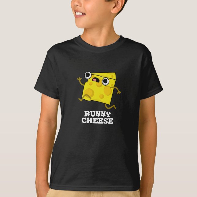 Camiseta Runny Cheese Funny Food Pun Dark BG (Anverso)