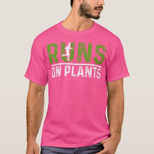 Camiseta Runs On Plants Vegan Runner Vegetarian Running Mar (Anverso)