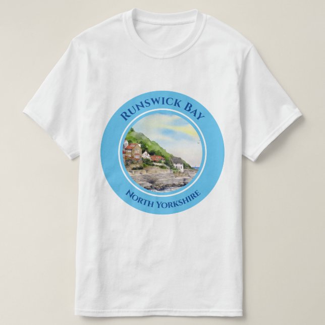 Camiseta Runswick Bay North Yorkshire, Inglaterra Watercolo (Diseño del anverso)
