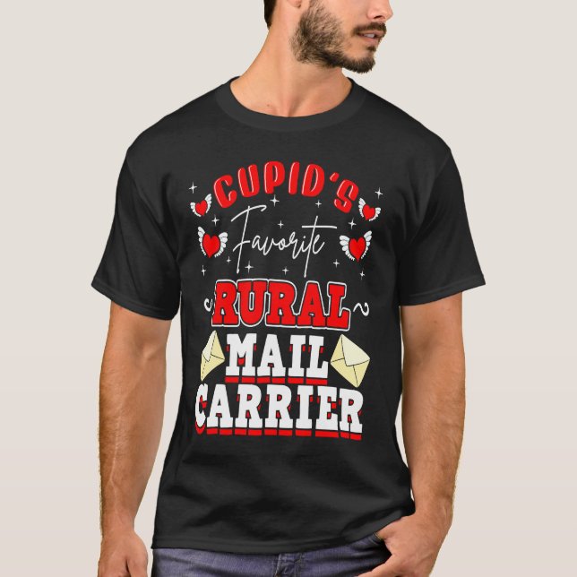 Camiseta Rural Mail Carrier Cupid Valentine's Day Postal Wo (Anverso)