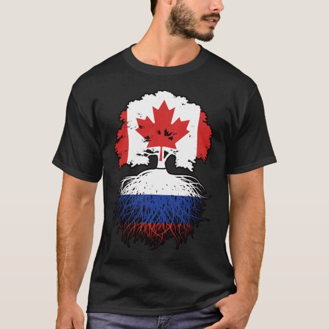 Camiseta Rusia Bandera de raíces rusas de árbol canadiense  (Anverso)