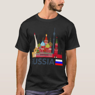 Camiseta Rusia, Skyline de Moscú. Pegatina del Kremlin