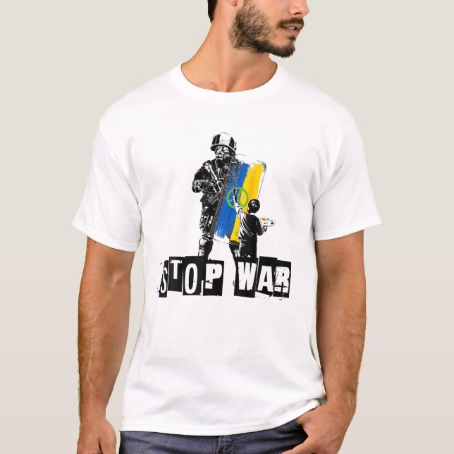 Camiseta RUSIA UCRANIA DETENGA LA GUERRA POR LA Paz Mundial (Anverso)