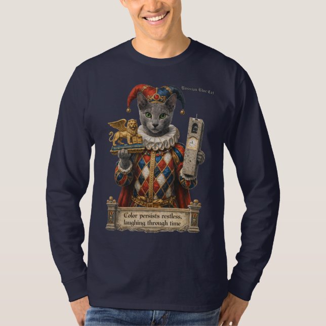 Camiseta Russian Blue Arlequin Cat (Anverso)