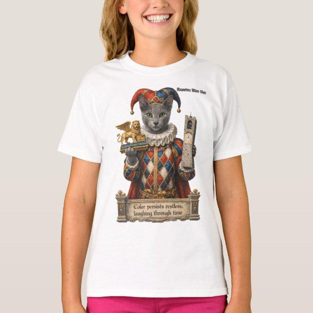 Camiseta Russian Blue Arlequin Cat (Anverso)