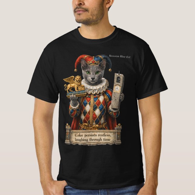 Camiseta Russian Blue Arlequin Cat (Anverso)