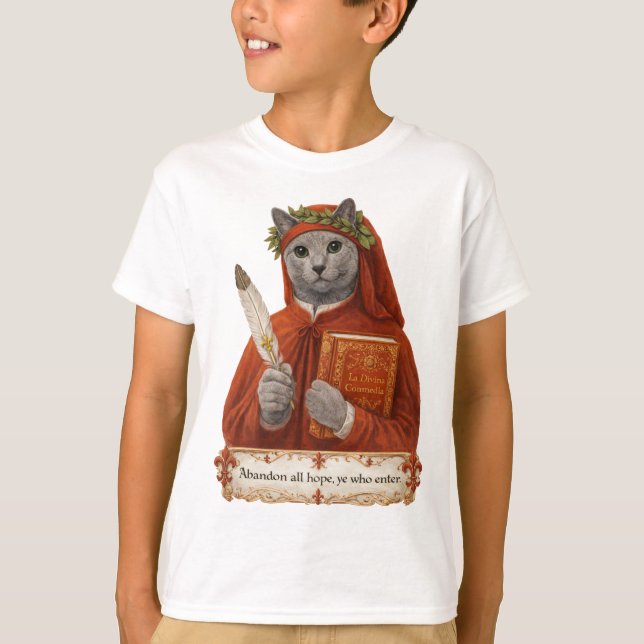 Camiseta Russian Blue Dante Alighieri Cat (Anverso)