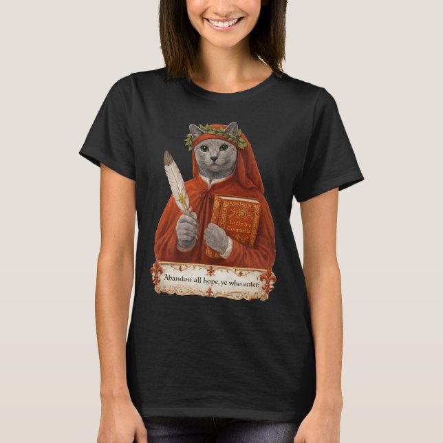 Camiseta Russian Blue Dante Alighieri Cat (Anverso)