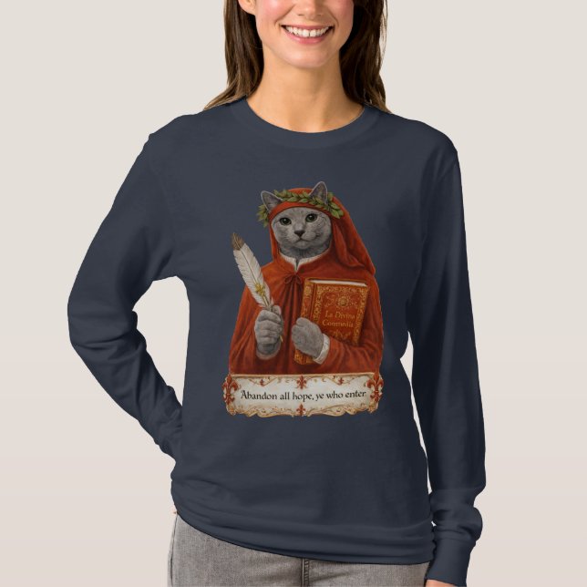Camiseta Russian Blue Dante Alighieri Cat (Anverso)