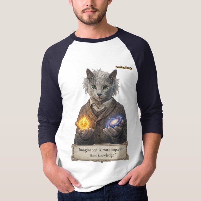 Camiseta Russian Blue Einstein Cat - Imagination (Anverso)