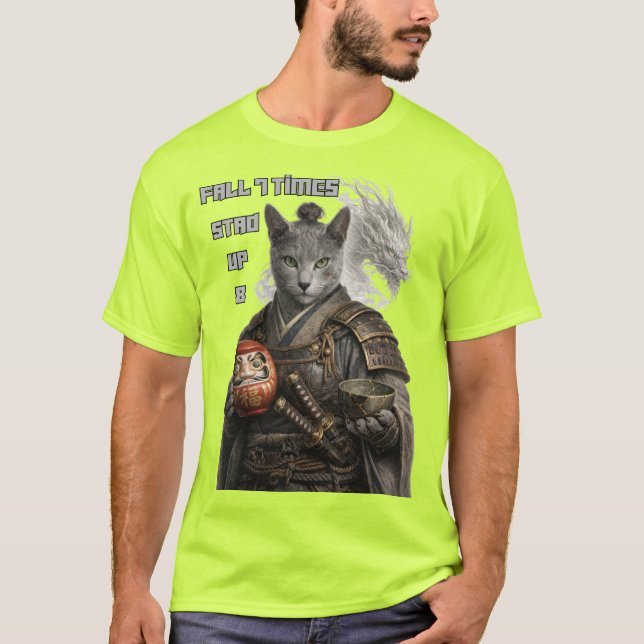 Camiseta Russian Blue Samurai Cat (Anverso)