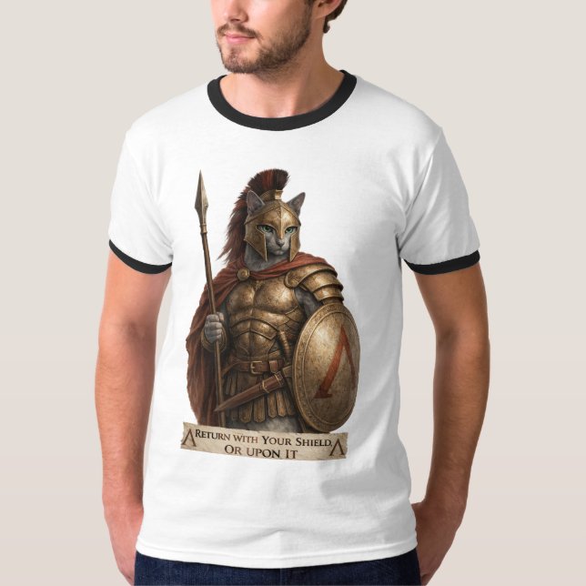 Camiseta Russian Blue Spartan Cat (Anverso)