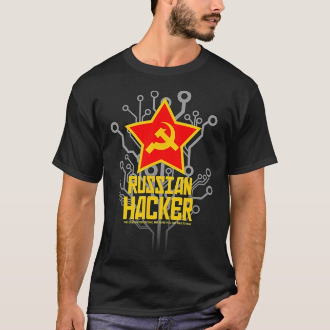 Camiseta Russian Hacker with Hammer  Sickle Emblem design (Anverso)