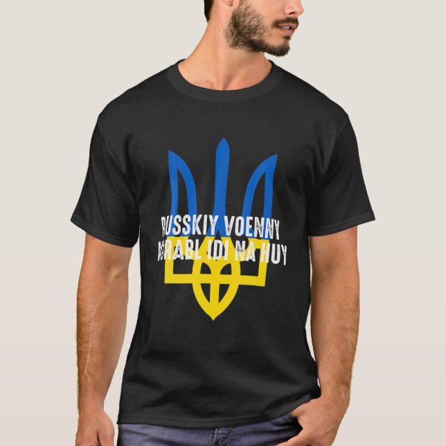 Camiseta Russkiy Voenny Korabl Idi Na Huy Ukraine (Anverso)