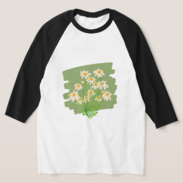 Camiseta Rustic Floral Design on Green Background