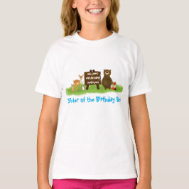 Camiseta Rustic Forest Birthday Party Animals Sister