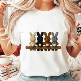 Camiseta Rustic Knitted Easter Bunnies Farmhouse Style Wome