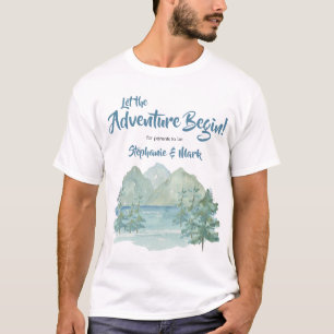Camiseta Rustic Mountains Watercolor Adventure Baby Shower