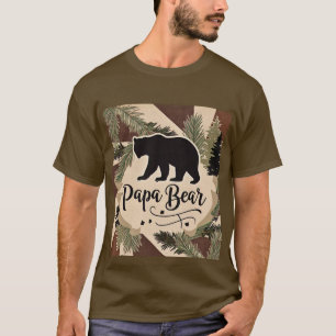 Camiseta Rustic Papa Bear Silhouette al aire libre estilo v