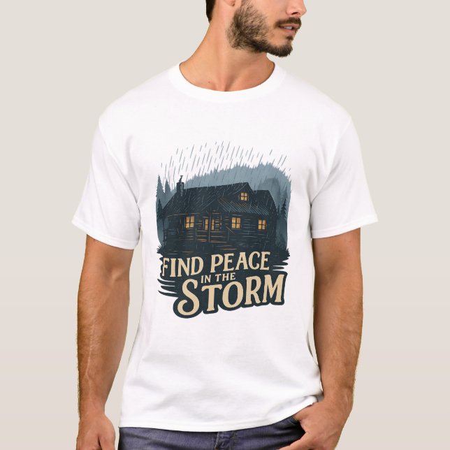 Camiseta Rustic Storm Cabin – Peace in Nature (Anverso)