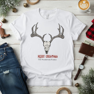 Camiseta Rústica Cabeza de ciervo Reindeer Skull Antlers