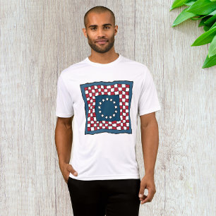 Camiseta Rústica Patriótica Americana Quilt Pattern Arte de