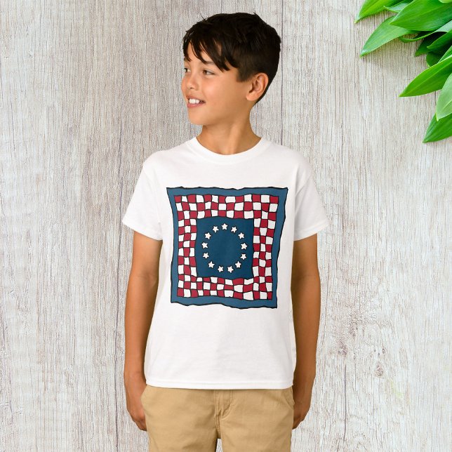 Camiseta Rústica Patriótica Americana Quilt Pattern Arte de (Subido por el creador)
