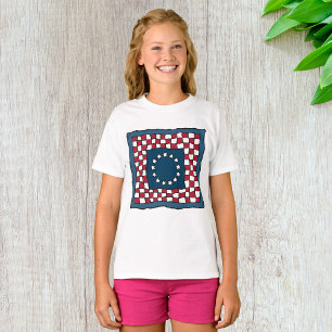 Camiseta Rústica Patriótica Americana Quilt Pattern Arte de