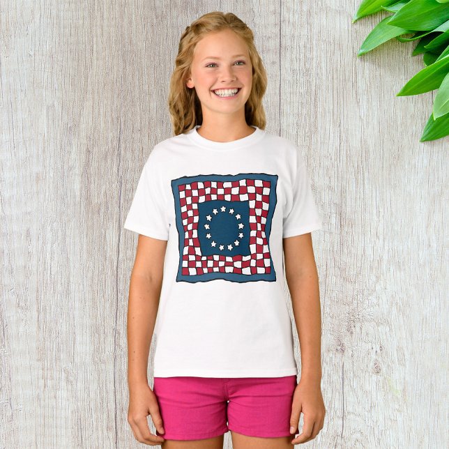 Camiseta Rústica Patriótica Americana Quilt Pattern Arte de (Subido por el creador)