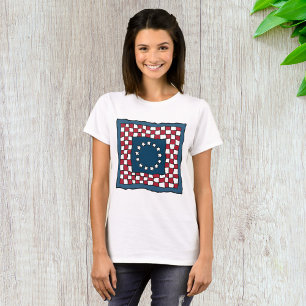 Camiseta Rústica Patriótica Americana Quilt Pattern Arte de