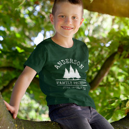 Camiseta Rústica unión familiar de pinos de niños verde
