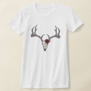 Camiseta Rústico Antlers De Cráneo De Cervantes Florales
