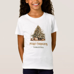 Camiseta Rústico clásico sage verde y oro árbol de Navidad