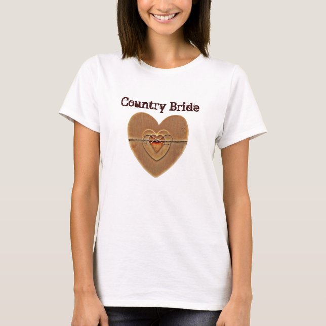 Camiseta Rústico corazón de madera ruidosa de novia Twine B (Anverso)