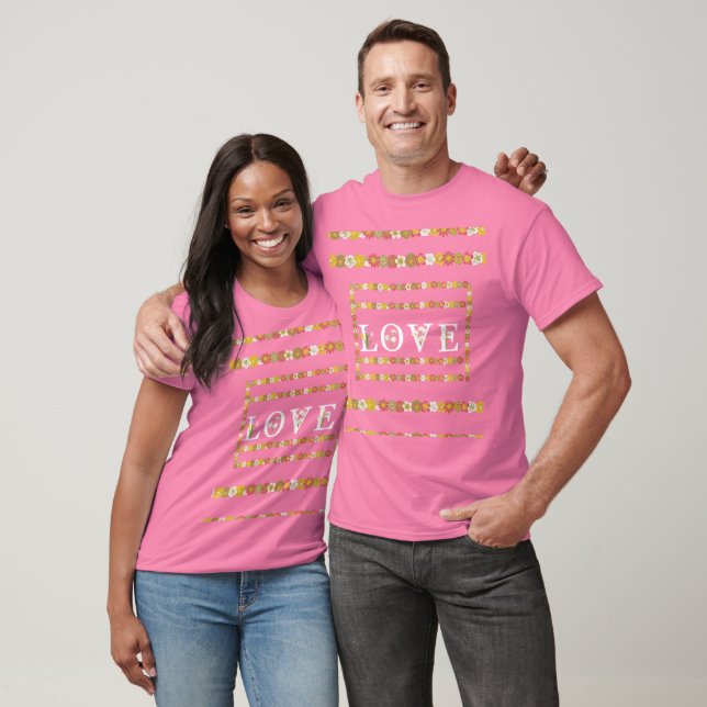 Camiseta Rústico Daisy Floral Patrón Amor Rosa (Unisexo)