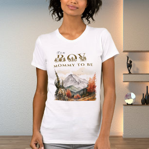 Camiseta Rústico Es un Niño Oso de Montaña Baby Shower Mamá