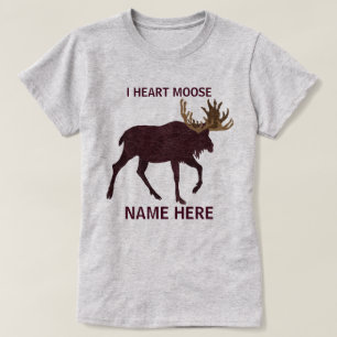 Camiseta Rústico Moose Faux Leather-Look I Heart Moose