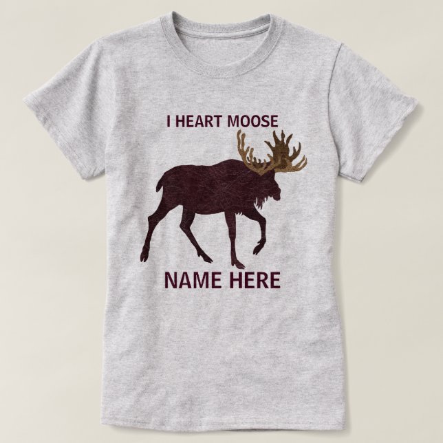 Camiseta Rústico Moose Faux Leather-Look I Heart Moose (Diseño del anverso)