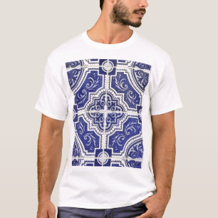 Camiseta Rústico Patrón de mosaicos portugueses vintage - A