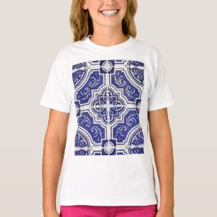 Camiseta Rústico Patrón de mosaicos portugueses vintage - A
