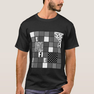 Camiseta Rústico, popular, negro y blanco, patchwork, Simpl